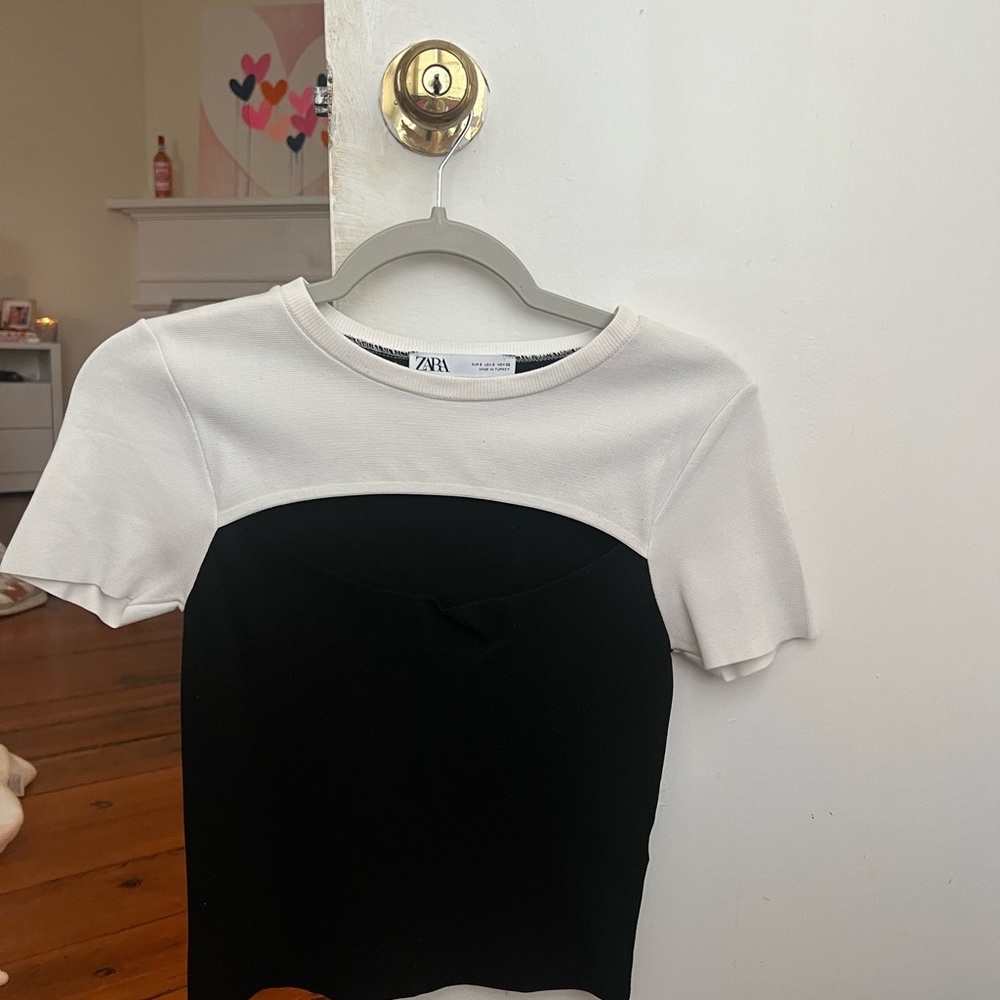 Zara knit cutout contrast top - Picture 4 of 7